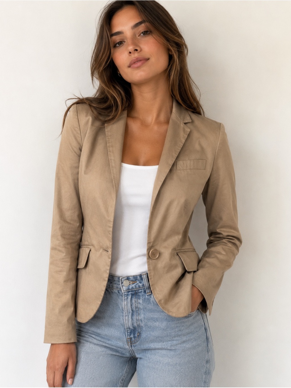 Zara tan lined blazer